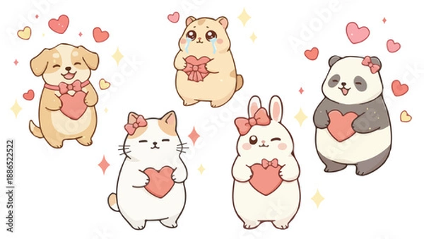 Obraz ハートをもった動物キャラクターたち