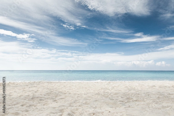 Fototapeta View of nice tropical beach with white sand