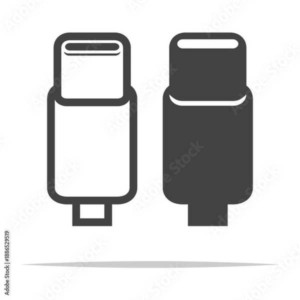 Fototapeta USB type c plug icon transparent vector isolated illustration