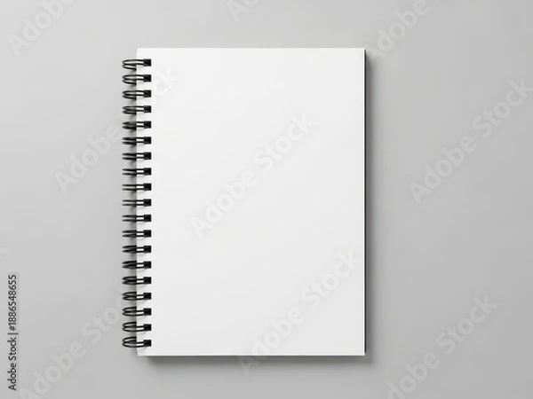 Fototapeta Blank spiral notebook on plain background