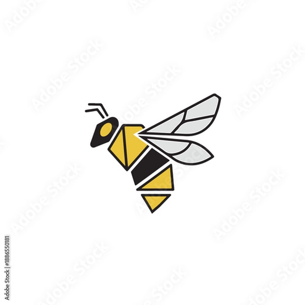 Obraz Modern Geometric Bee Design with Angular Shapes and Bold Colors