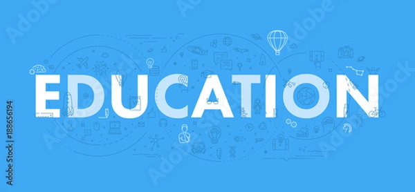 Fototapeta Vector line web concept for education