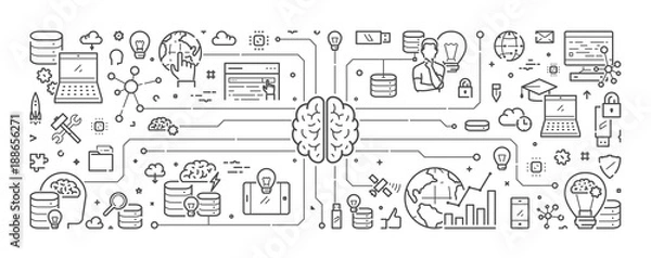 Fototapeta Line web banner for artificial intelligence.