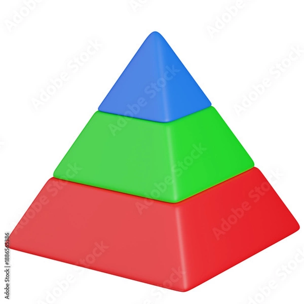 Obraz 3D render three part  Layered Pyramid for Hierarchy and Data Visualization