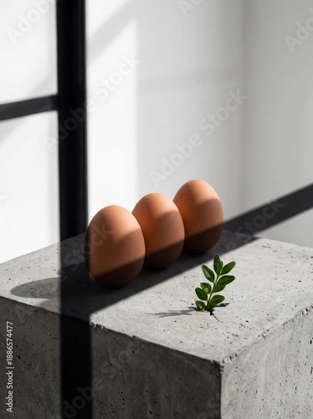 Fototapeta Minimalist Easter Eggs on Concrete