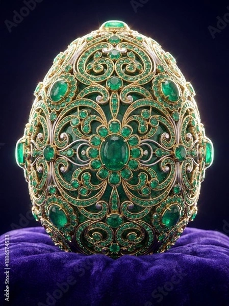 Fototapeta Ornate Emerald and Gold Easter Egg
