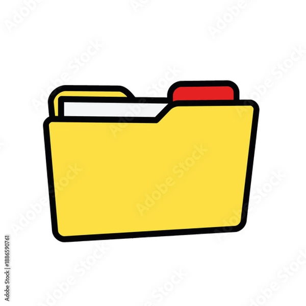 Fototapeta Yellow folder app icon with document inside.