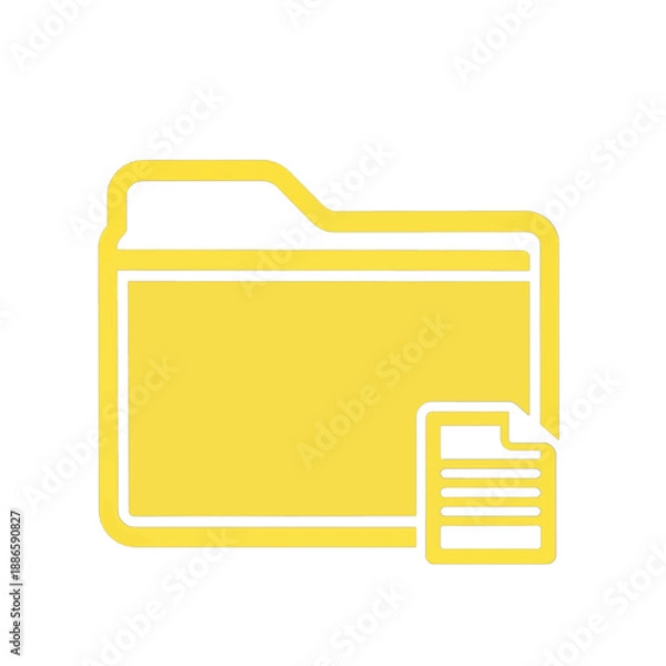 Fototapeta Yellow folder UI icon with document symbol.