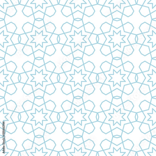 Fototapeta White and navy blue geometric ornament. Seamless pattern