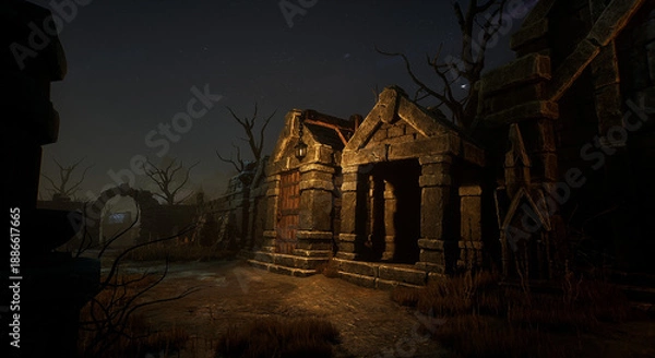 Obraz 砦_影に沈む扉