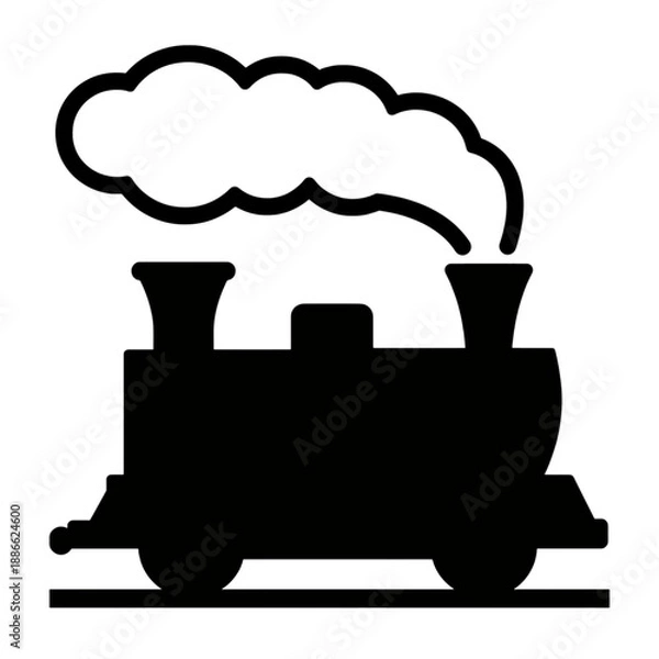 Obraz Steam train vector icon with smoke.