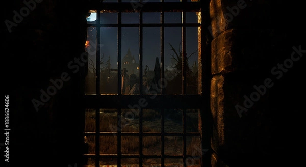 Obraz 砦_闇に浮かぶ城