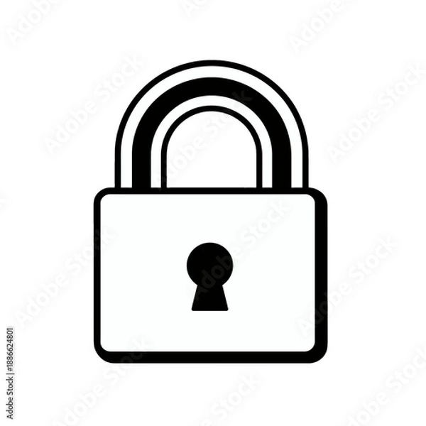 Obraz White padlock UI icon symbolizing security.