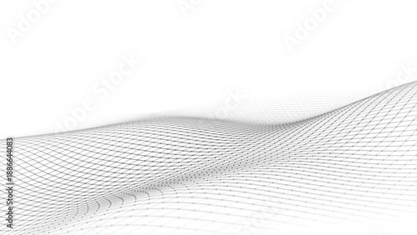 Obraz Abstract perspective background. 3D wireframe vector mesh on white background.