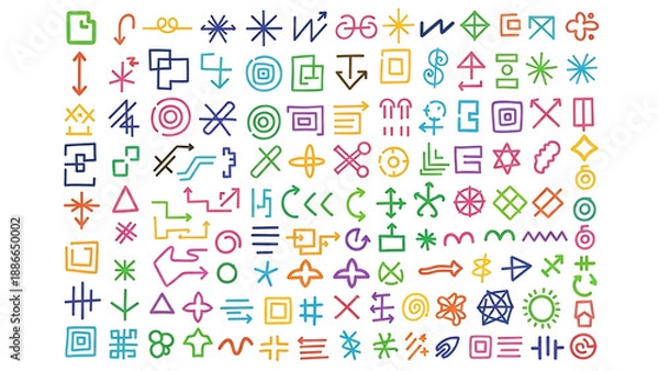 Obraz Multicolored symbolic patterns and shapes