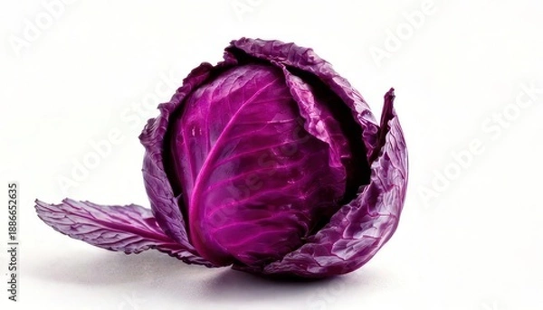 Obraz Fresh Red Cabbage on White Background.