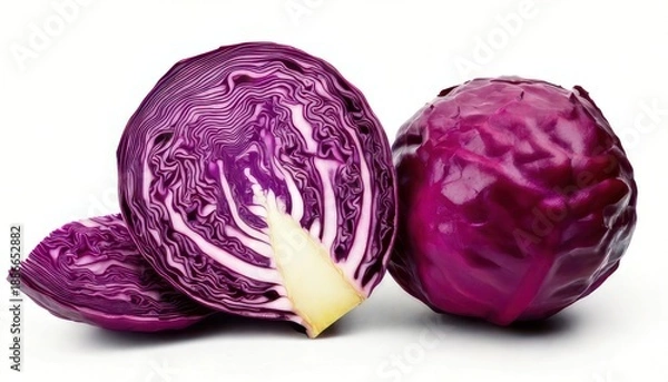 Obraz Fresh Red Cabbage on White Background.