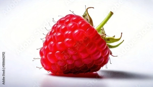 Obraz Fresh Ripe Raspberry on White Background.
