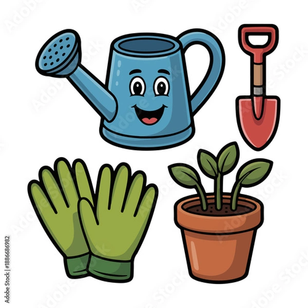 Obraz Garden tools and plants