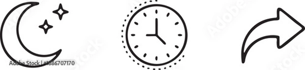 Obraz Night Mode Time Icons Set for Dark Interface