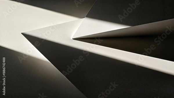 Fototapeta Abstract geometric composition with dramatic light and shadow play.