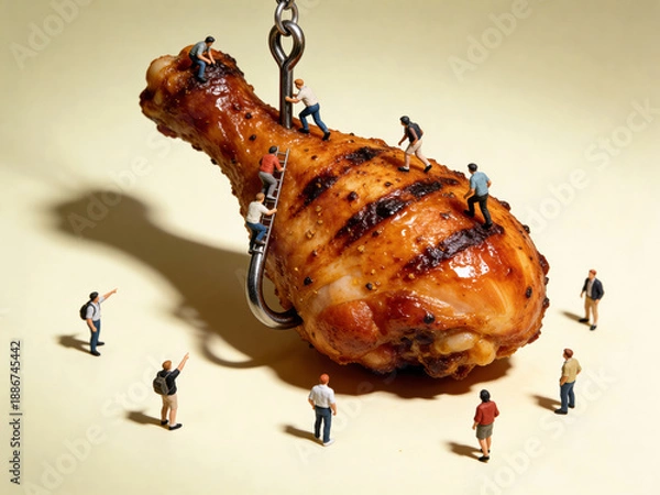 Obraz chicken leg on hook