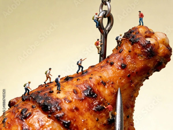 Obraz chicken leg on hook
