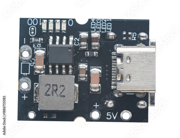 Obraz electronic circuit board close-up on a white isolated background