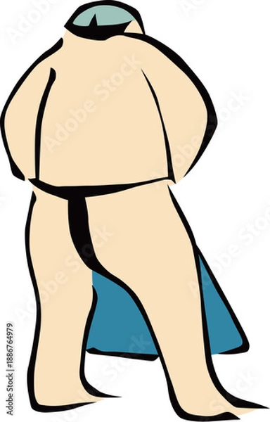 Obraz 相撲取りの後ろ姿イラスト