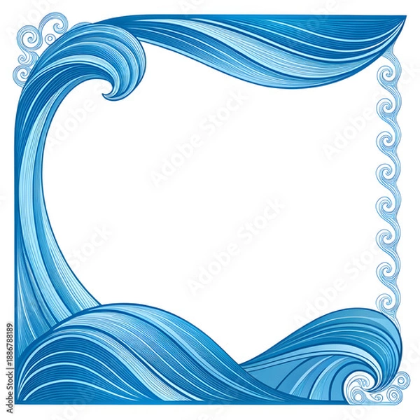 Obraz blue curve frame template vector
