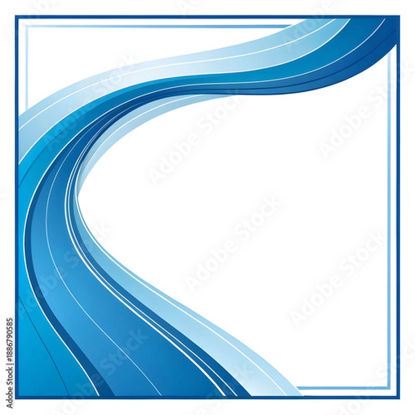 Obraz blue curve frame template vector