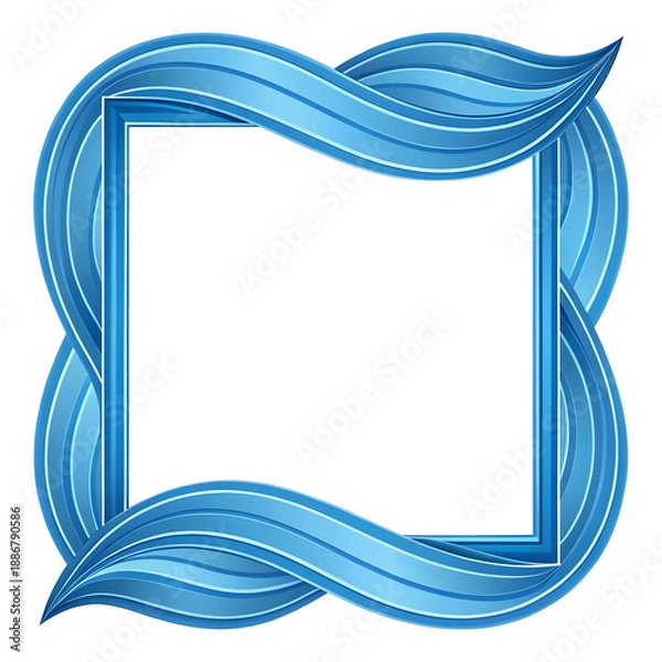 Obraz blue curve frame template vector