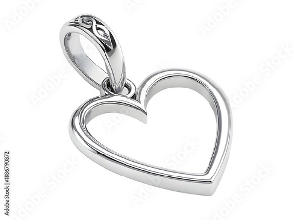 Obraz silver heart on white background