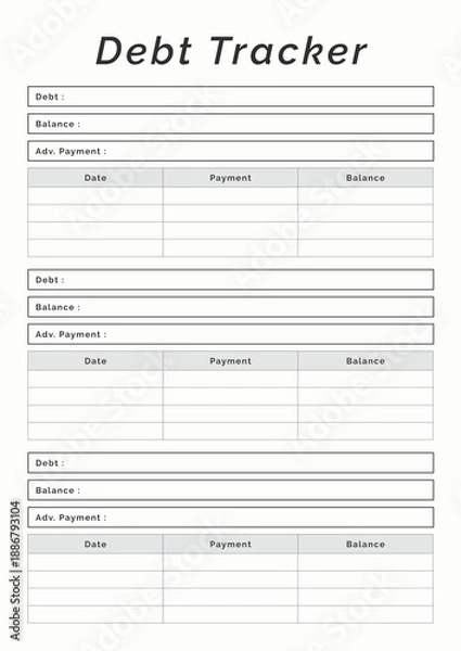 Obraz Debt Tracker Template Pages