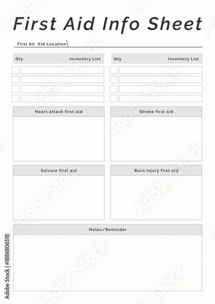 Obraz First Aid Info Sheet