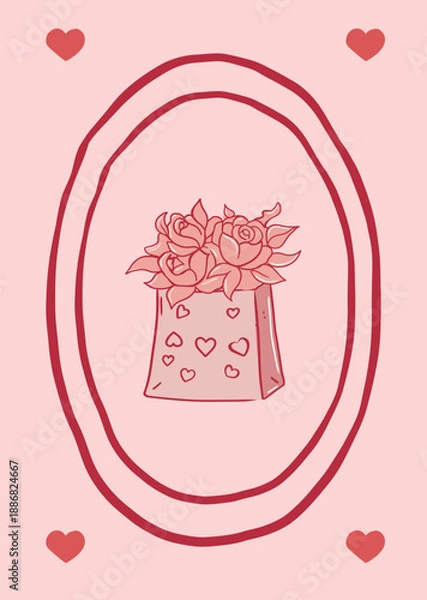 Obraz Romantic Bouquet. Vector greetings card