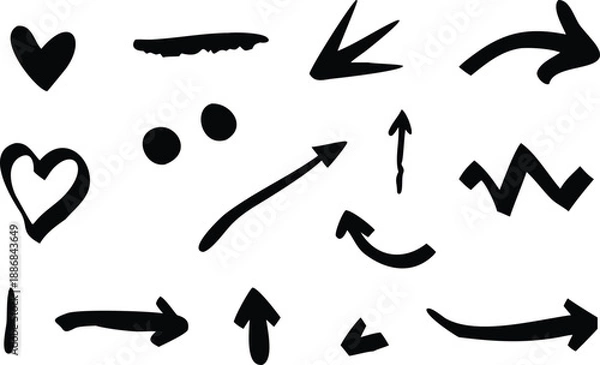 Obraz Hand drawn black arrow and doodle elements vector set