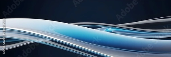 Obraz Dynamic Blue and Silver Flowing Waves Abstract Background