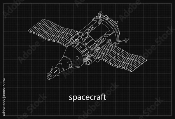 Obraz Spacecraft Blueprint Background Simple Vektor Flat Design