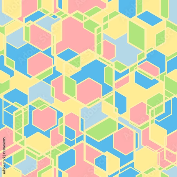 Fototapeta Hexagon Seamless Pattern . Vector Background in blue color.