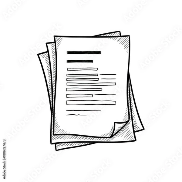 Obraz Hand Drawn Stack of Papers with Text Content