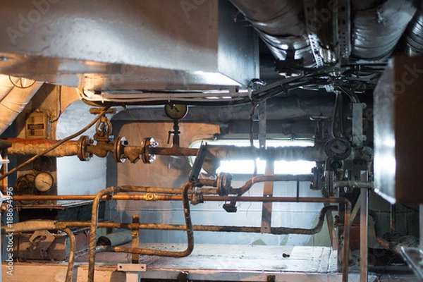 Fototapeta Engine Room on Ship