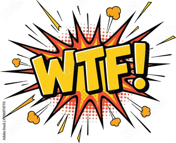 Obraz Comic WTF Sound Effect Explosion Speech Bubble Pop Art Vector