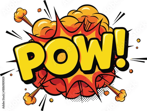 Obraz Comic POW Sound Effect Explosion Speech Bubble Pop Art Vector