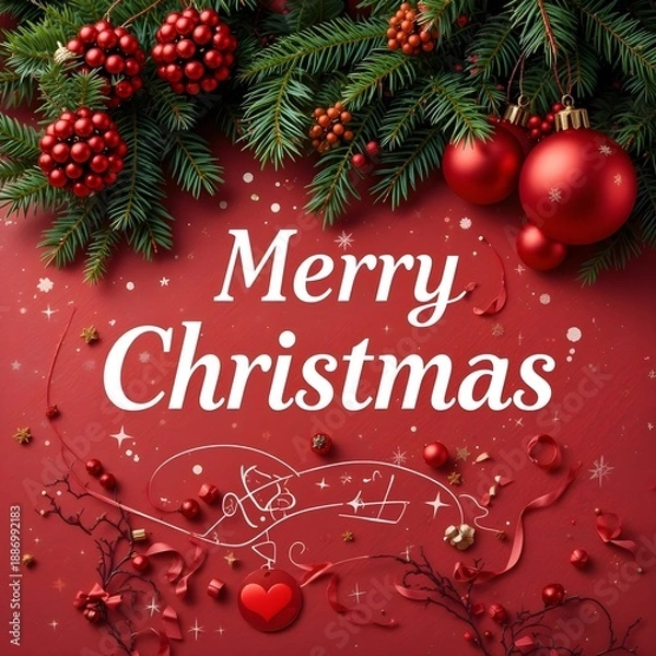 Fototapeta 메리 크리스마스 홀리데이 어드벤트 기념 컨셉 인사말 카드와 텍스트