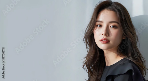 Obraz おしゃれなカットモデル女性の自然光ポートレート (Soft Radiance Portrait Series)