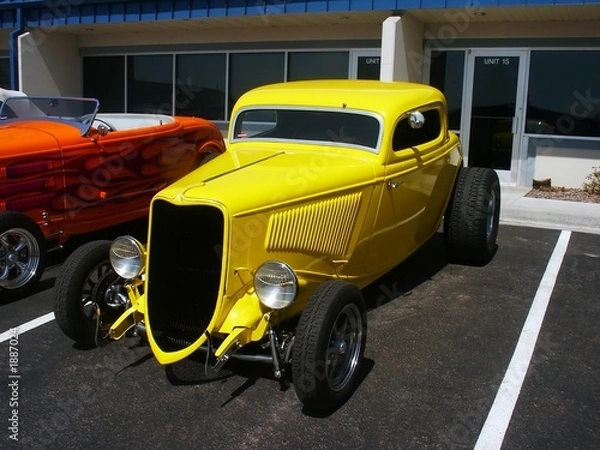 Fototapeta yellow american hotrod
