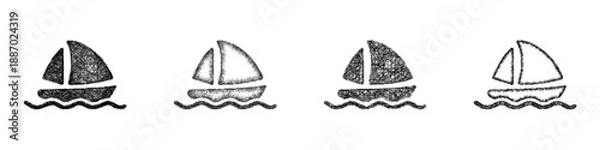 Obraz Sketch boat icon design set