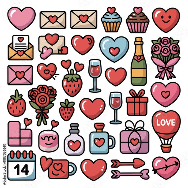 Obraz Valentine Candy Heart Icon Set Vector