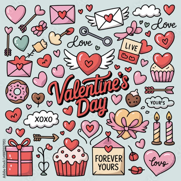 Obraz Cute Valentine Love Elements Collection Vector